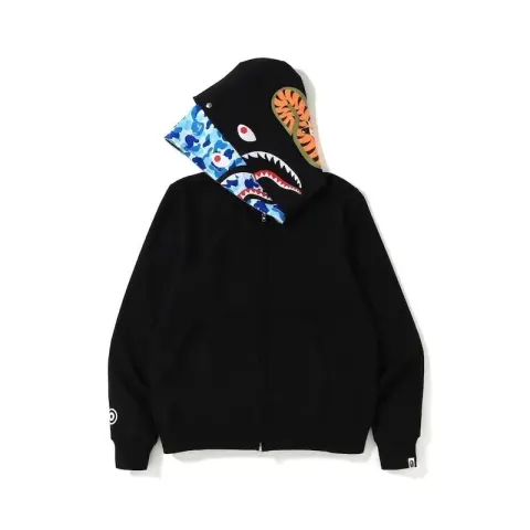 Bape Shark Hoodie option 8806 Double Cap Blue