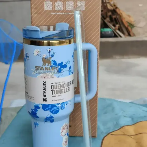 Stanley Thermos Cup option Flowers blue