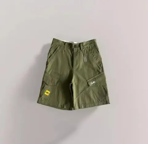 Corteiz Classic Cargo Triple Black Logo Shorts option Green Slant Pocket