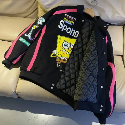Supreme SpongeBob SquarePants Jeff Hamilton Racing Jacket option Black-Cotton-lined, thickened style