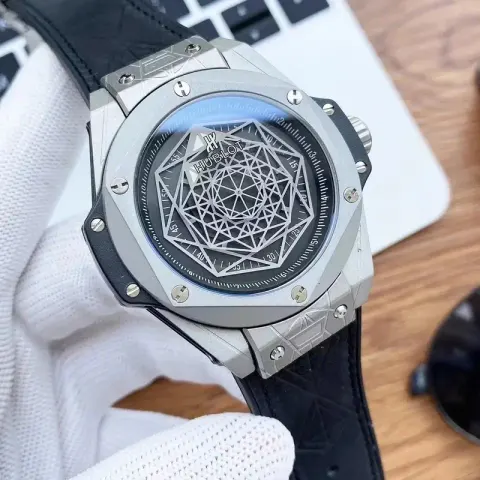 Hublot Big Bang Sang Bleu option Titanium Grey  Black Plate  Black Belt