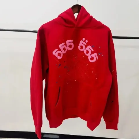 Sp5der Pink Hoodie option red