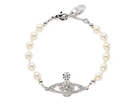 Vivienne Westwood Sheryl option Saturn Pearl Bracelet-White Gold