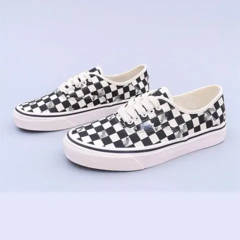 Vans Old Skool Shoes option AUT ANNA Printing Black and White Lattice Tie