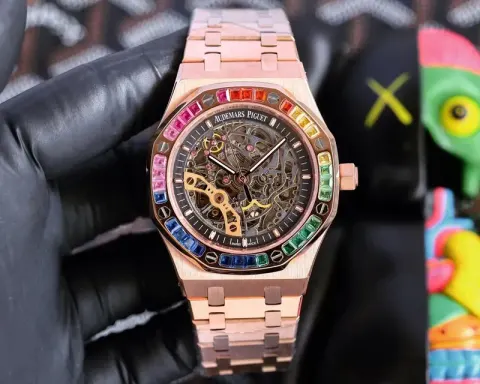 Stones Covered Audemars Piguet option Rose Gold Shell-Black Plate Steel Strip