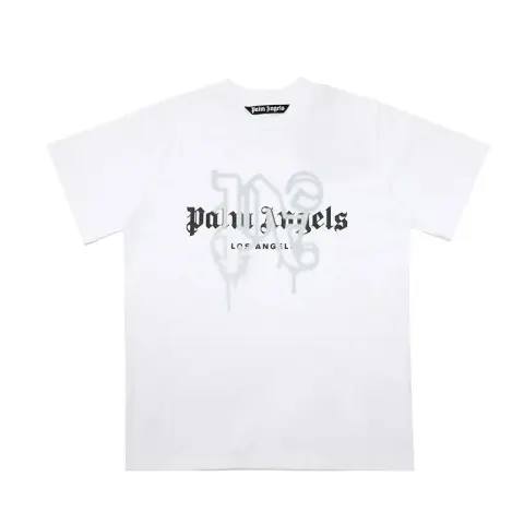 Palm Angels Monogram NY Spray Tee option 2273 white black word gray blue