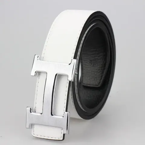 Budget Hermes Belt option H silver buckle flat white belt