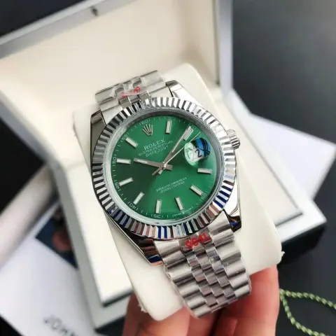 ROLEX option Silver shell green plate-five beads steel