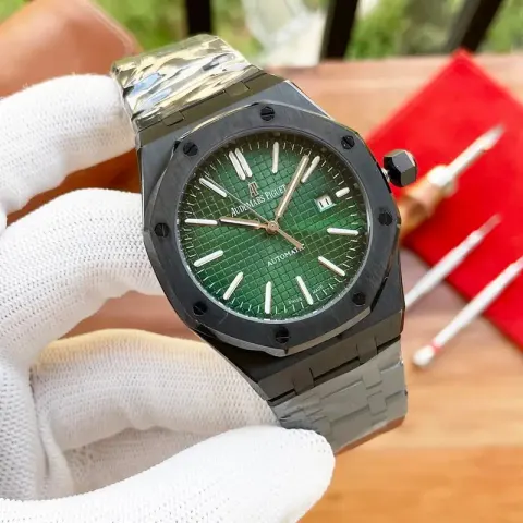 Audemars Piguet Silver Band option Black Shell Green Steel Strip