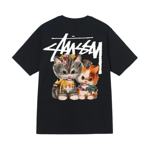 Stussy T-shirt option Black 【 Little Cat 】