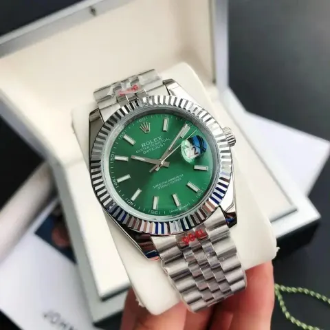 Rolex option Silver Shell Green Plate-Five Beads Steel Strip Mineral Reinforced Mirror Glass