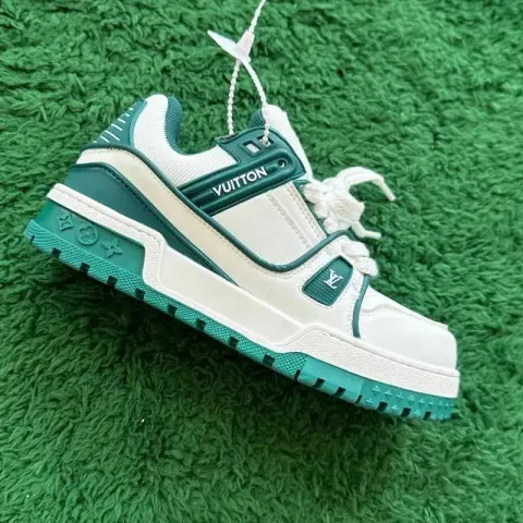LV Trainers White Signature (Budget) option Fat Ding SNEAKER BLUE COLOR