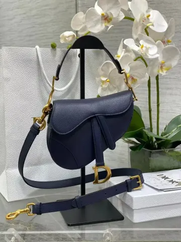 Dior Saddle Bag option Navy Blue 17 × 5 × 15cm