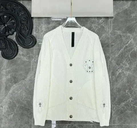 Chrome Hearts Zip-Up Sweater option white