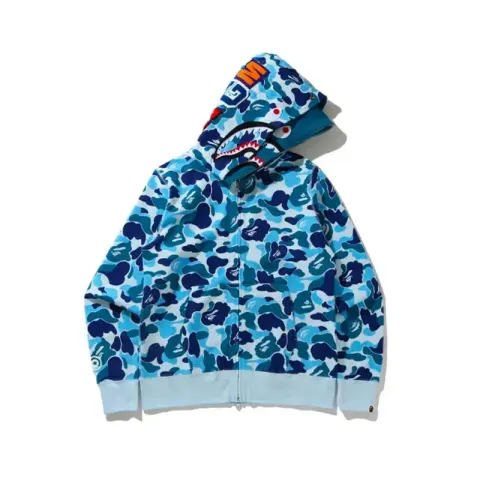Bape Shark Hoodie option 8801 Double Cap Blue