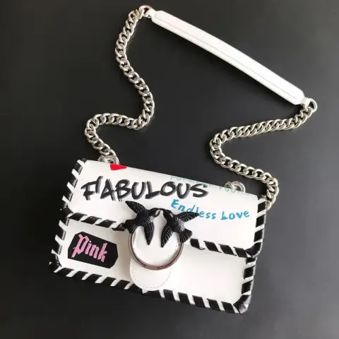 Pinko Bag option Graffiti Woven White Small