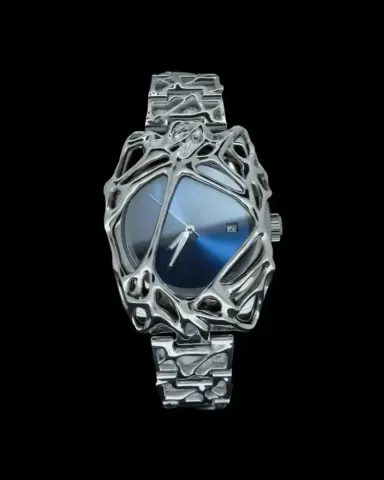 Kiosk Watch option Deep Blue [Send Sterling Silver Cuban Br