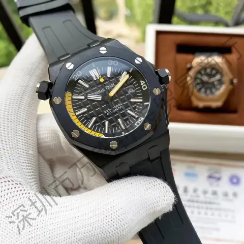 Audemars Piguet Royal Oak Offshore Diver option [Yellow Inner Ring] Black Case Black Strap