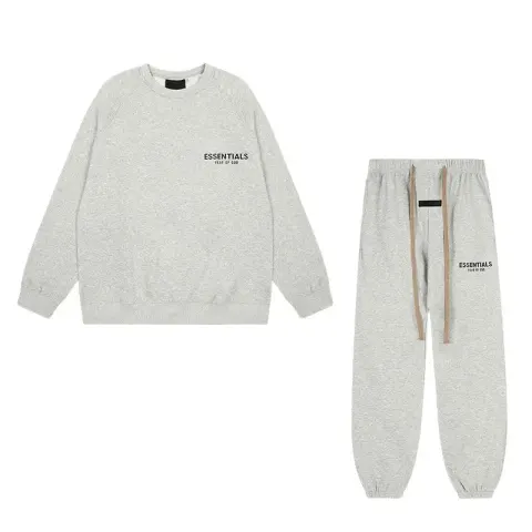 Essentials Hoodie option Round neck-flower gray suit