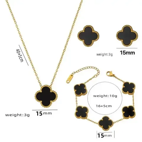 Vancleef Necklace option 913-1 three-piece set of 1.5CM black she