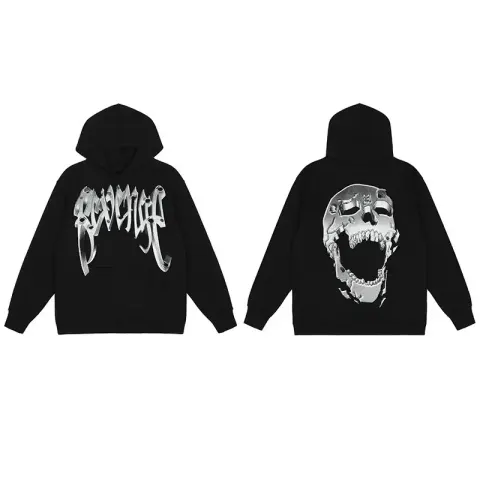 Revenge Hoodie option Bullet Hole Skull Black