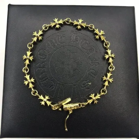 Chrome Hearts Bracelet with Crosses option 2 Gold No Drill Bracelet