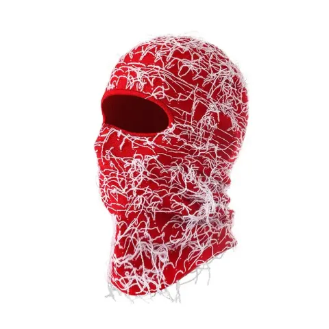 Yeat Mask option white whiskers on red background