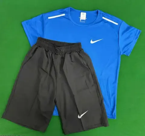 Nike Suits option Reflective Hook Quick-drying Short-sleeved Suit Dark Blue