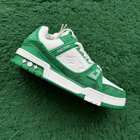 LV Trainers White Signature (Budget) option WHITE GREEN 2 WHITE GREEN