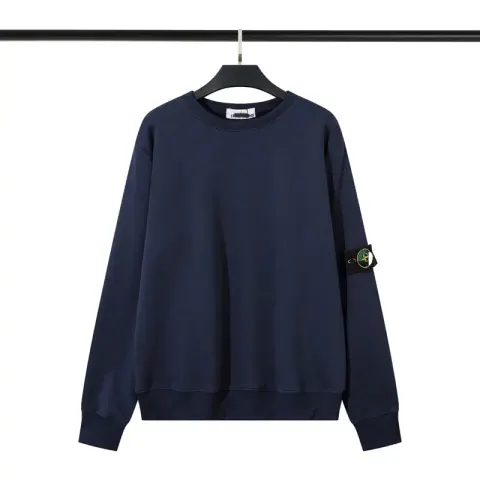 Stone Island Hoodie option 296 navy blue fleece-lined