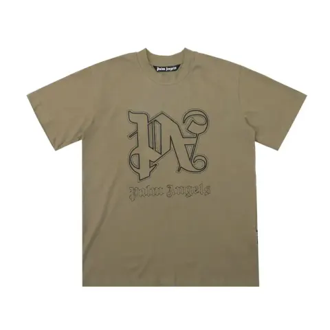 Palm Angels Monogram NY Spray Tee option 2286 Khaki Green