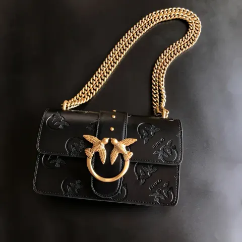 Pinko Bag option 22 High-Arch Bridge Embossed Black Small Size