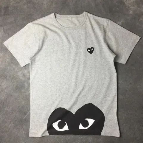 CDG T-Shirts option Grey half black heart