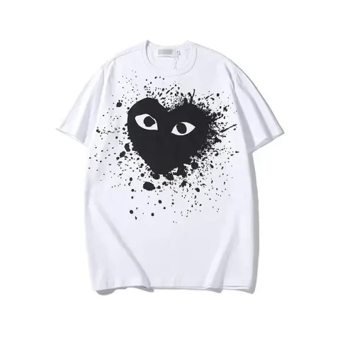 CDG Double Heart Tee option 2315 black and white