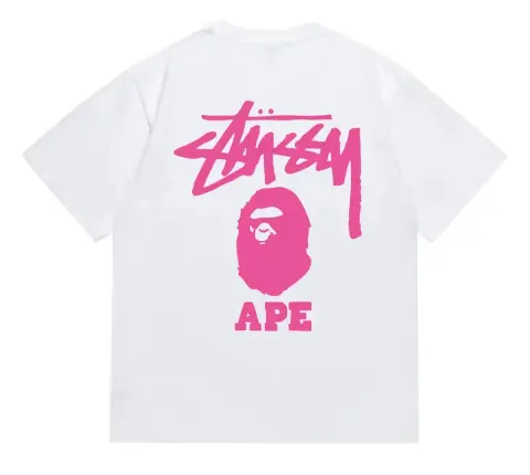 Bape x Stussy Tee option 202 white rose red