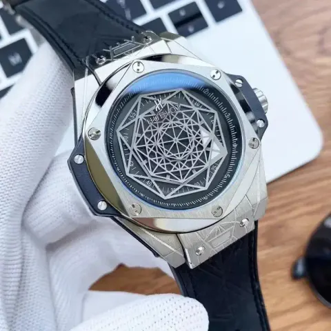 Hublot Big Bang Sang Bleu option silver  Black Disk  Black Belt