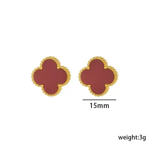 Vancleef Necklace option 6606 red shellfish earrings 1.5CM