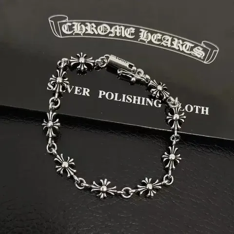 Chrome Hearts Bracelet with Crosses option 1 Retro Drill-free Bracelet