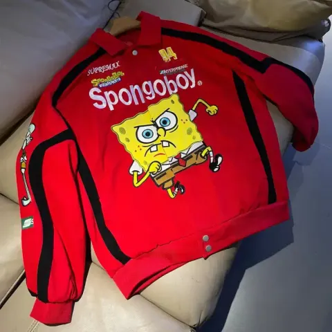 Supreme SpongeBob SquarePants Jeff Hamilton Racing Jacket option Red-Spring/Autumn Style
