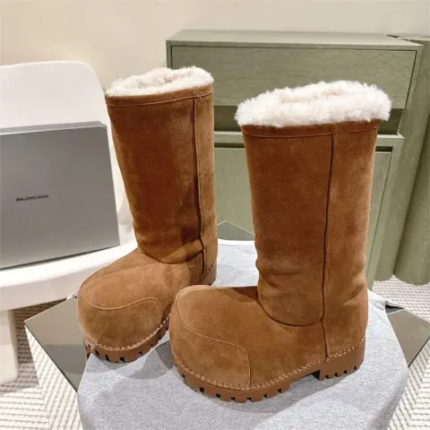 Balenciaga Alaska Fur Boots option brown tall tube