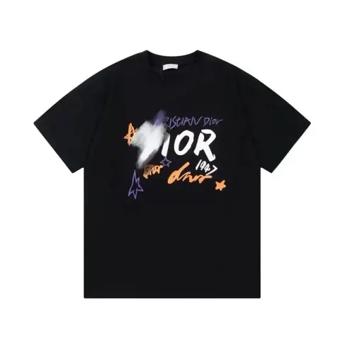 Christian Dior Atelier T-Shirt option Black and white spell purple spell orange letters