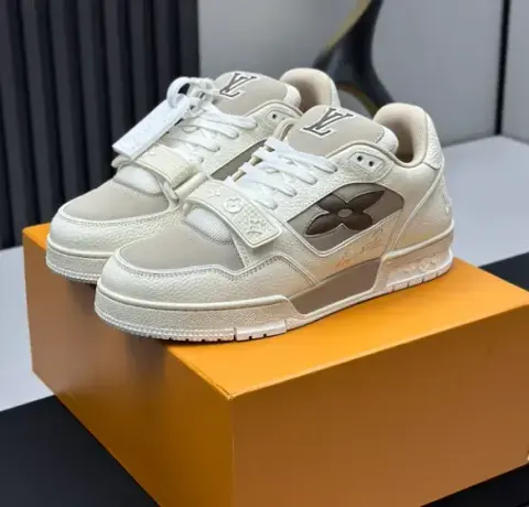 LV Trainer Velcro Strap Monogram Denim Black White option 01
