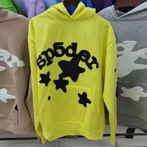Sp5der Pink Hoodie option yellow