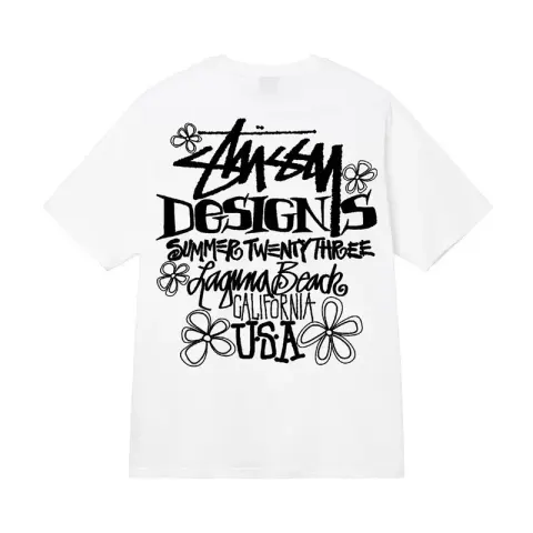 Stussy T-shirt option White [Font Flower]]