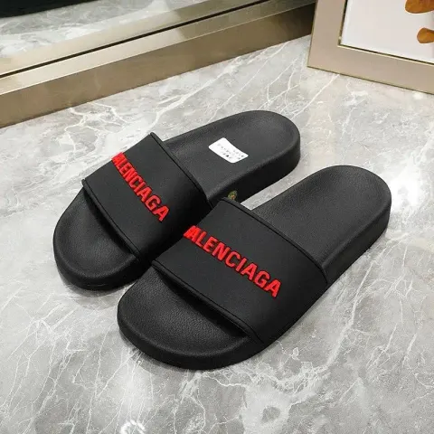 Balenciaga Slides option Black red letter