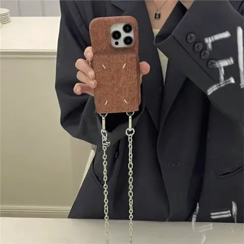 Maison Margiela Phone Case option Hand-stitched card slung-dark brown