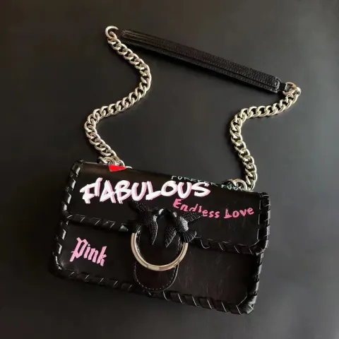 Pinko Bag option Graffiti woven black trumpet