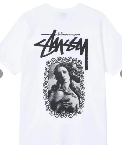 Stussy T-shirt option White [Woman portrait]]