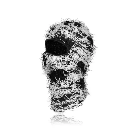 Yeat Mask option Black background black and white whiskers