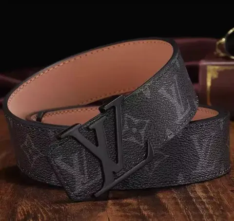 Budget LV Belt option L Classic Black Flower Black Button